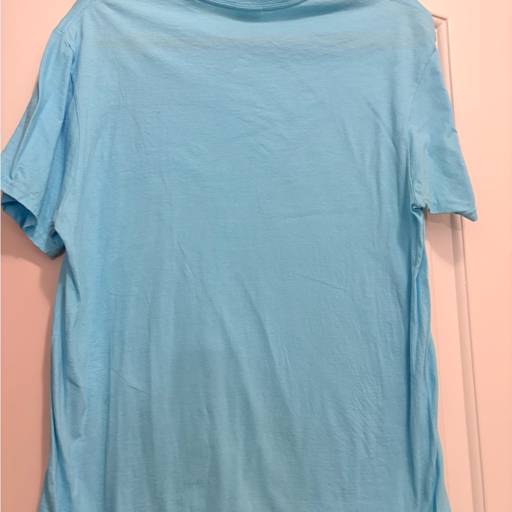 Light Blue Short Sleeve Tee with Floral Design - Picture 4 of 5
